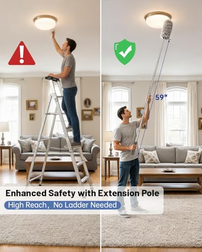 3-in-1 Duster Cleaning Kit with Extension Pole for High Ceilings