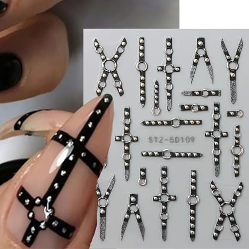 Halloween Nail Art Stickers 2PCS 5D Embossed Gothic Punk Decals