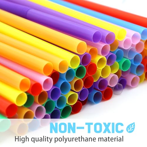 100 PCS Colorful Bendable Drinking Straws, 12.8-Inch Long Disposable Straws