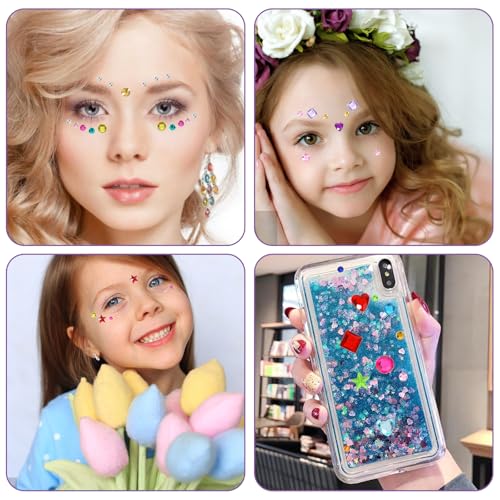 Rainbow Face Gems & Eye Rhinestone Stickers - 4 Sheets Crystal Body Jewels