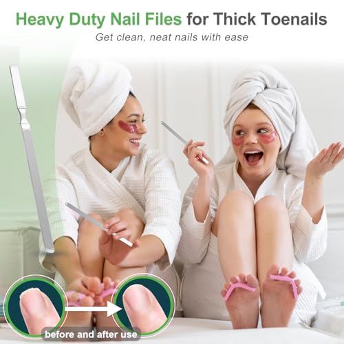 GigaGround Stainless Steel Toenail File for Thick Nails, 4-Sided 7.1” Metal Nail File (2-Pack)