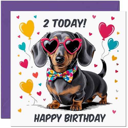 Cool Dachshund Birthday Card for 2-Year-Old Girl