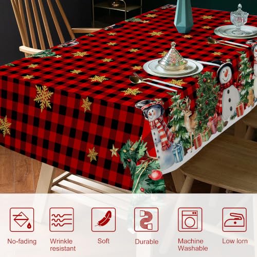 Christmas Tablecloth 60 x 120 Inch Rectangular Snowman Holiday Decor