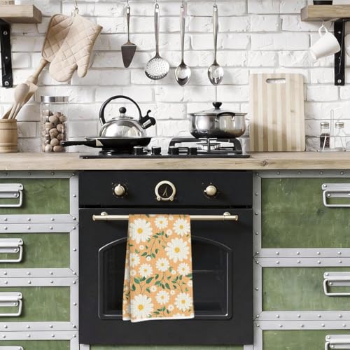 Daisy Pattern Kitchen Towels - Premium Microfiber Dish Towels