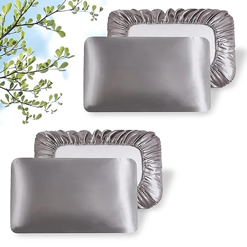 Silk Satin Pillowcases 2-Pack for Hair and Skin - Travel & DIY Sublimation Grey