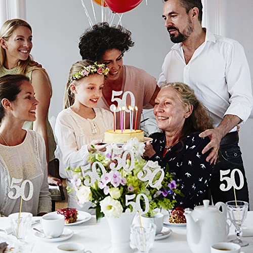 50th Birthday Centerpiece Sticks - 12 Pack Glitter Number 50