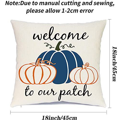 Ueerdand Fall Throw Pillow Covers, 18x18 Inch Farmhouse Pumpkin Case, Set of 4