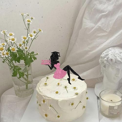 2026 Graduation Cake Topper - Glitter Grad Cap & Diploma Decoration