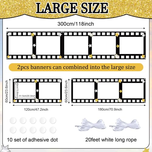 Large Movie Night Photo Booth Backdrop with Film Theme Props for Party