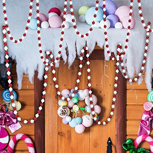 40 ft Christmas Candy Bead Garland Tree Decor - White Red Silver Variation