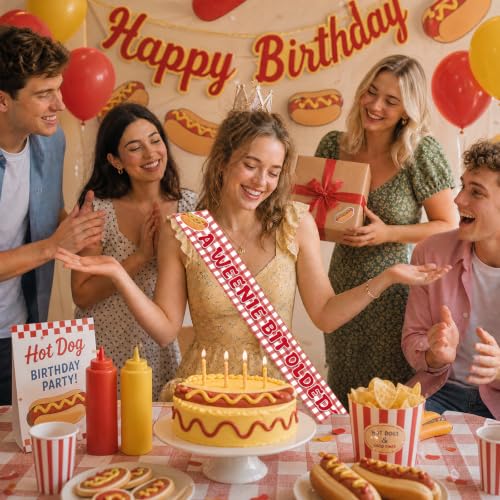 Hot Dog Birthday Sash - Fun BBQ Party Decoration