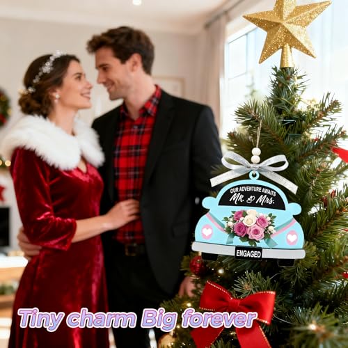 Our Adventure Awaits Wooden Car Hanging Ornament for Engagement