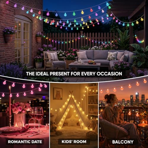 Color Changing Outdoor String Lights 66ft 120LED Waterproof Twinkle Lights - Remote Control