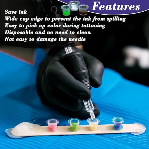 RAQEHO Plastic Tattoo Ink Caps 100PCS Small Non-Spill Cups Mini Size