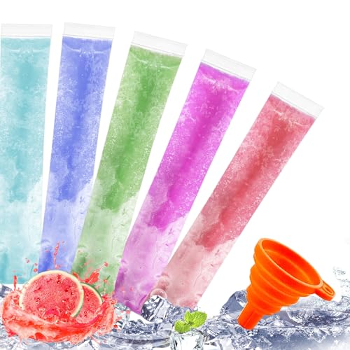 100 Disposable Ice Lolly Bags with Funnel - Popsicle Pouches