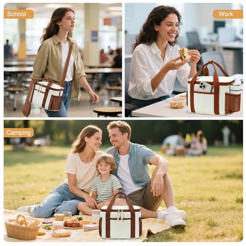 BTOOP Insulated Corduroy Lunch Bag - 9L Leakproof Lunch Tote, Cream
