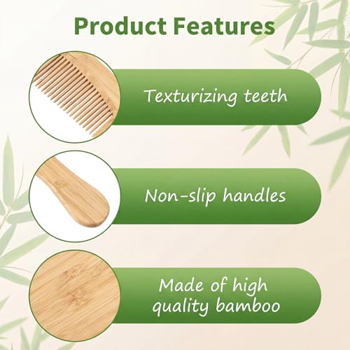 Natural Bamboo Wide Tooth Hair Comb Anti-Static Detangling Wood Comb