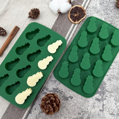 Snowman Silicone Chocolate Mold Christmas Candy & Ice Cube Trays - 24 Cavities
