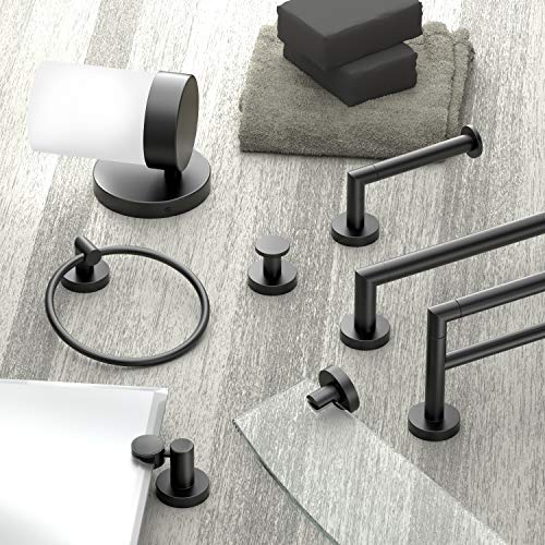 Gatco 4635AMX Glam Double Robe Hook, Matte Black / 3.10" W Wall Mount Double Robe, Towel Hook