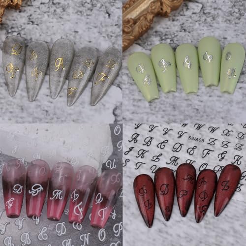 Retro English Letter Nail Art Stickers Self-Adhesive Decals
