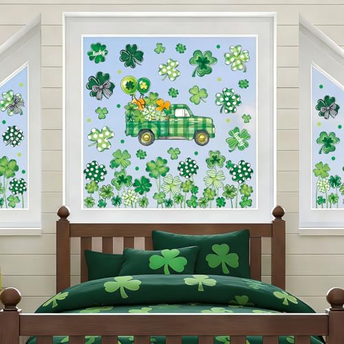 St. Patrick's Day Window Clings 8 Sheets Shamrock Glass Decals