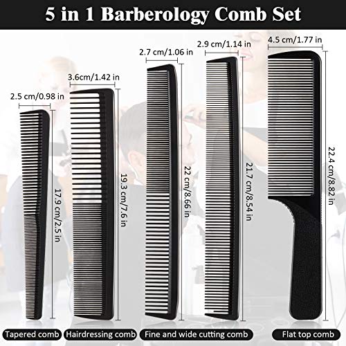Patelai 5-Piece Carbon Hair Cutting Combs Set Anti-Static Heat Resistant