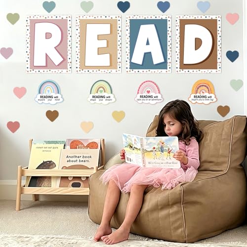 32Pcs Boho Reading Corner Bulletin Board Set - Bohemian Style Decor