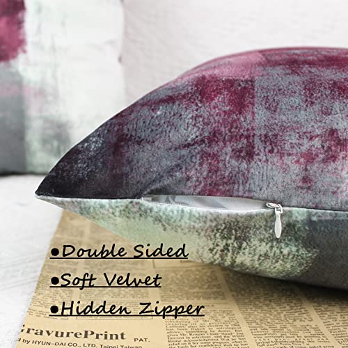OYIMUA Mauve Pink Velvet Throw Pillow Covers 16x16 Set of 2 Modern Abstract Accent Sofa Pillows