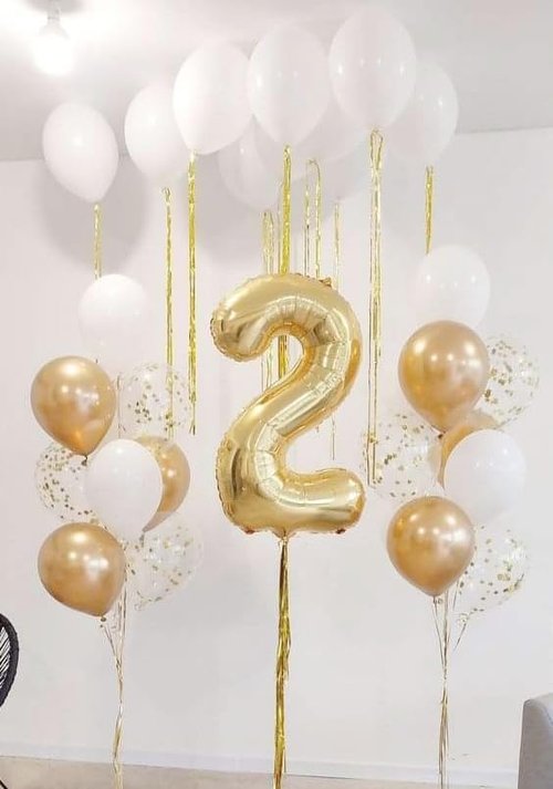 Light Gold 40-Inch Number Balloons by [Brand Name] - Perfect for 2nd, 12th, 21st Birthday Celebrations & Events