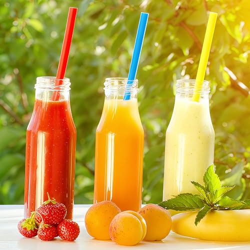 ALINK 100 PCS Jumbo Smoothie Straws, 10.3" Wide Disposable Colorful Straws