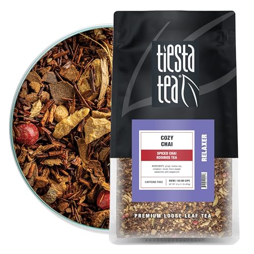 Tiesta Tea Cozy Chai Rooibos, Loose Leaf Spiced Herbal Tea, 200 Cup Pouch