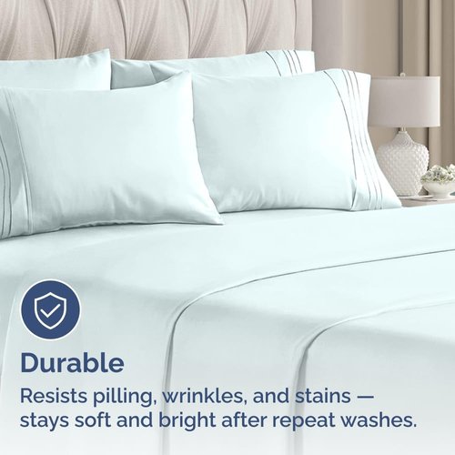 King Pillow Cases by Hotel Luxe - Ultra Soft, Wrinkle-Free & Fade Resistant - 8 Piece Set in Ice Blue