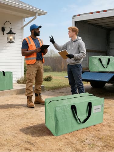 WORKPRO Extra Large Moving Bags - 8 Pack Green Heavy-Duty Storage Totes