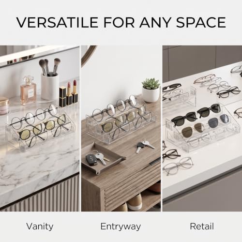 3-Layer Clear Acrylic Sunglasses Organizer & Cosmetic Display Stand