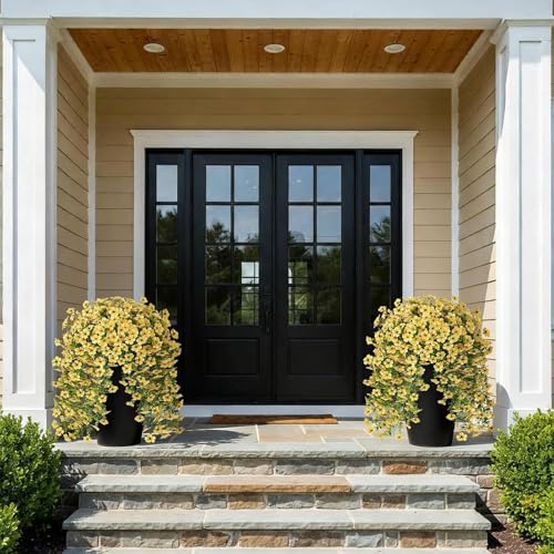4PCS 29.5" Yellow Artificial Morning Glory & Eucalyptus Bundles