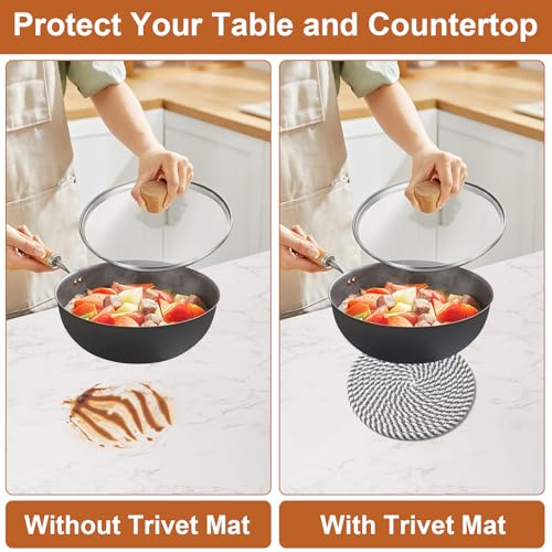 Gray 7-Inch Cotton Rope Trivets for Hot Dishes & Coasters