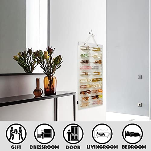 Beige Hanging Hair Claw Clips Organizer for Wall & Closet