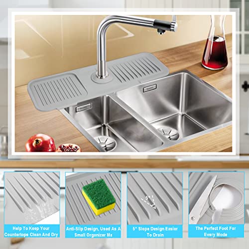 Gray Silicone Sink Splash Guard Mat for Faucet & Countertop