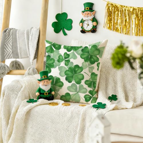 St. Patrick's Day Outdoor Pillow Cover 18x18 - Waterproof Shamrock Design