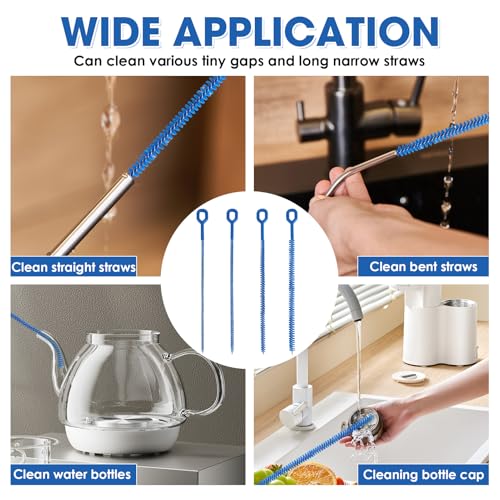 4-Piece Extra Long Straw Cleaner Brush Set for Reusable Cups & Bottles