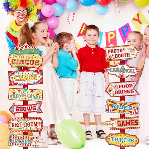 24-Pack Circus Directional Signs for Kids Carnival Party