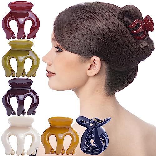 RC ROCHE 6-Pack Octopus Hair Claw Clips Medium Pumpkin Shape for Thick Hair