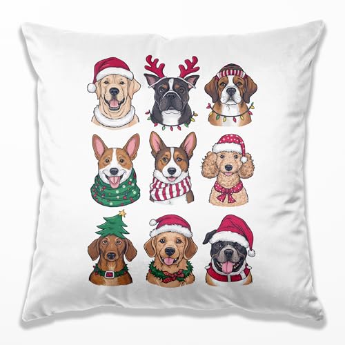 Dog Christmas Pillow Covers 18x18 Flannel Festive Holiday Couch Decor