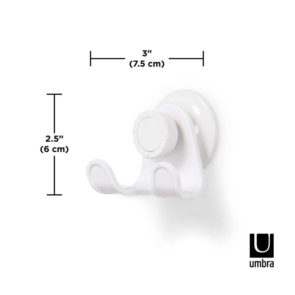 Umbra Flex Shower Storage Accessories with Patented Gel-Lock Technology Suction Cup, 5.8170000000000002 x 7.7469999999999999 x 6.1470000000000002 cm, White (Pack of 2)