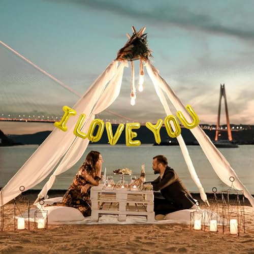 16 Inch Gold I Love You Foil Balloons for Valentine's Day Party