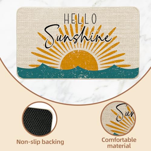 Hello Sunshine Yellow Doormat, 17x30 Non-Slip Entrance Rug (Sunshine1)