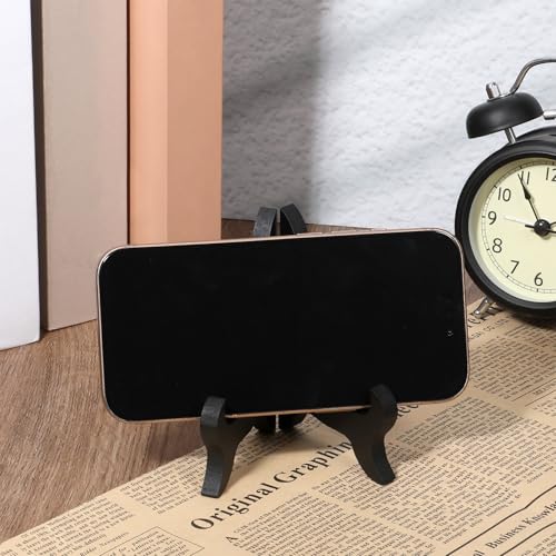 Fyntave 4-Inch Wooden Plate Display Stand, Black Decorative Easel Holder