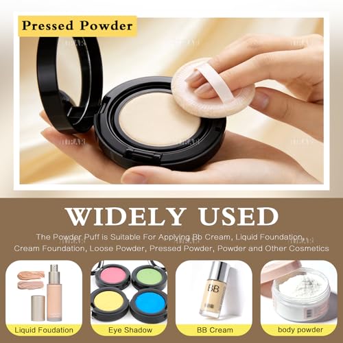 AUEAR Washable Pure Cotton Powder Puffs 10 Pack Beige 2.36 Inch