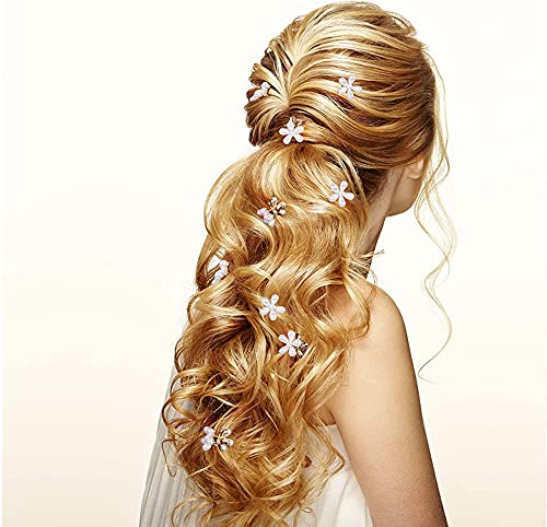 LINXI 10 Pcs Pearl Mini Claw Clips Daisy Floral Hair Accessories