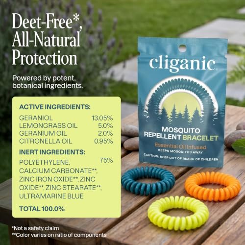 Cliganic Mosquito Repellent Bracelets - Natural 10 Pack for Kids & Adults